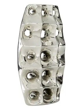 Z Gallerie Silver Vortex Vase 19” Modern Glam Textured Ceramic Decor
